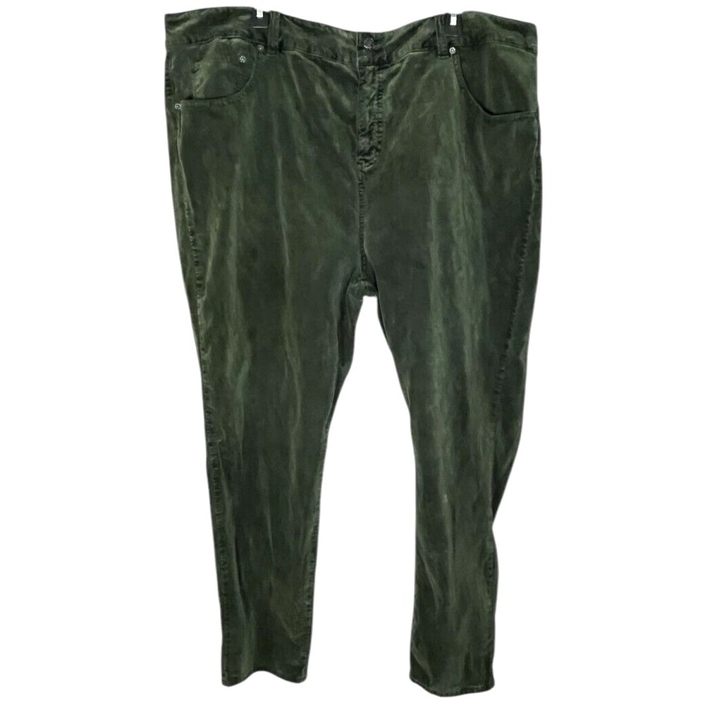 Lucky Brand Women's Green Velvet Style Material Pants 24W Waist 44" Inseam 28.5"